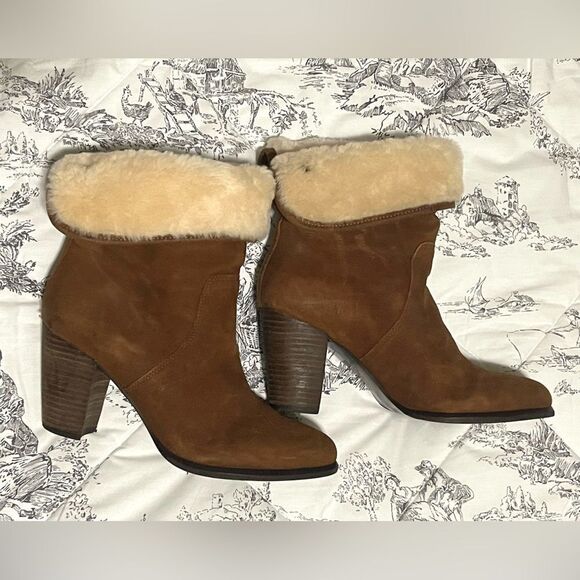 UGG Layna suede and shearling high heel convertible cuff boots size 8.5 - Picture 2 of 9